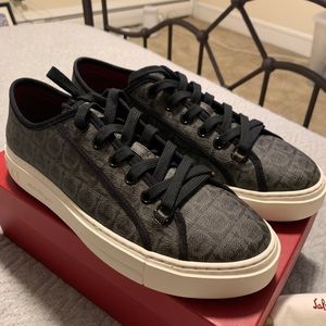 Salvatore Ferragamo Anson Gancini-Print Low-Tops